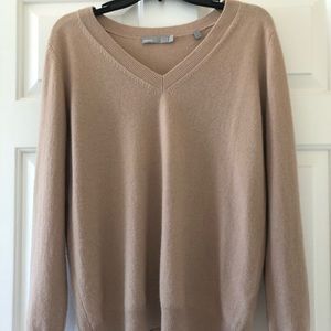 Vince V neck beige cashmere sweater
